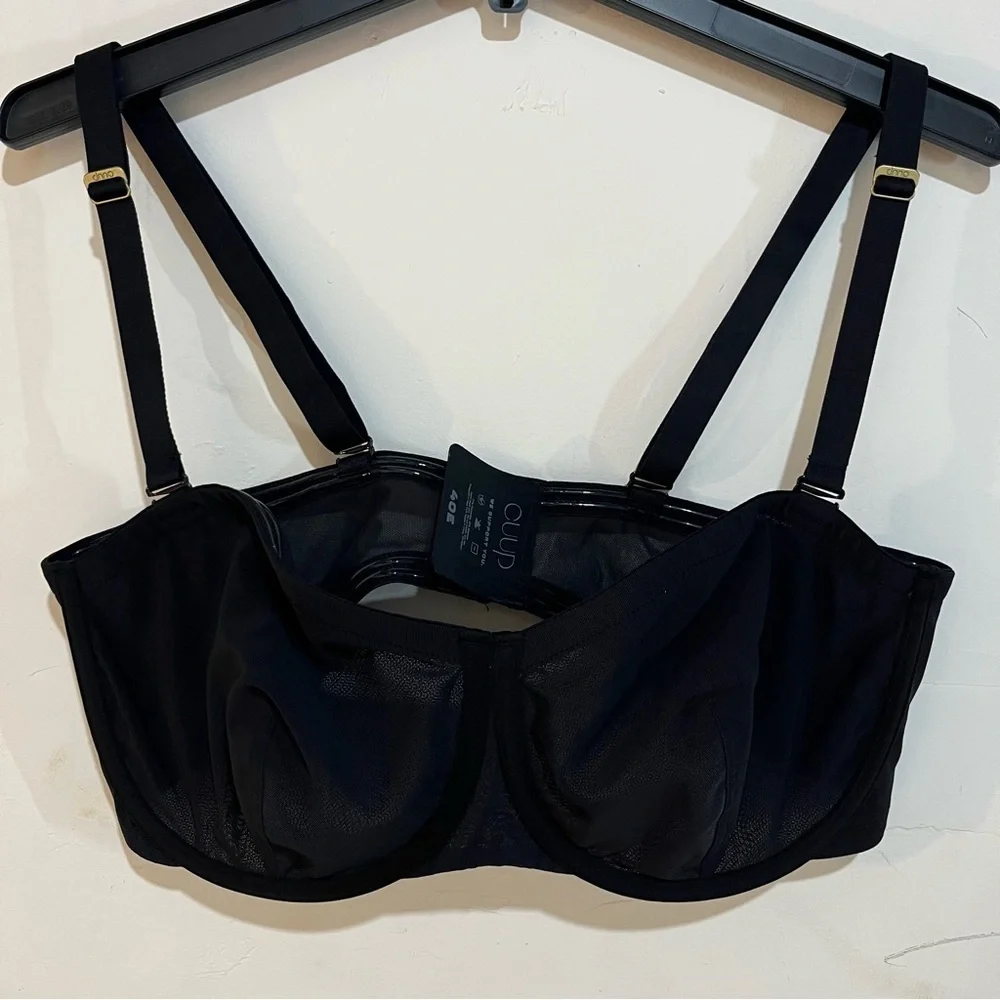 CUUP The Balconette Mesh Sheer Bra Black Size 40E - Picture 2 of 15